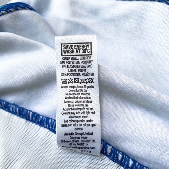 🏝 DOROTHY PERKINS BLUE GREEN PALM PRINT ONE-PIECE BATHING SUIT! - Picture 11 of 11